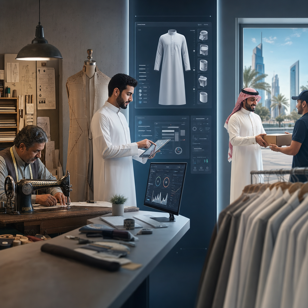 التحول الرقمي لمحلات الثوب السعودي: من القياس إلى التسليم بذكاء